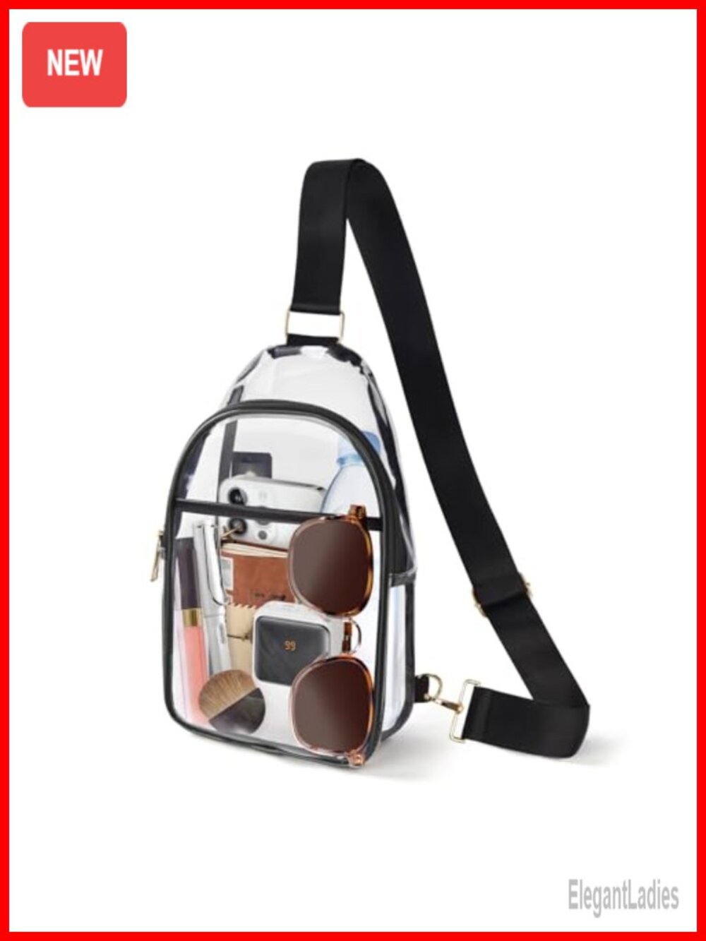 Stadium Approved Clear Crossbody Bag Adjustable Strap PVC